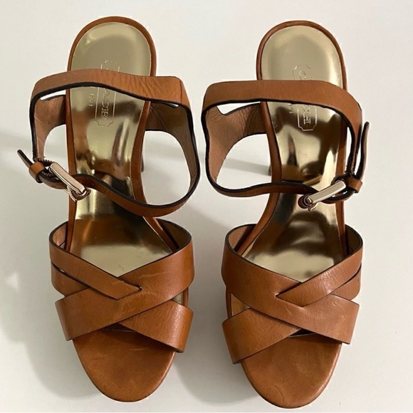 Coach Dani Veg Leather Strappy Heels Women's Size 7 - Picture 3 of 7